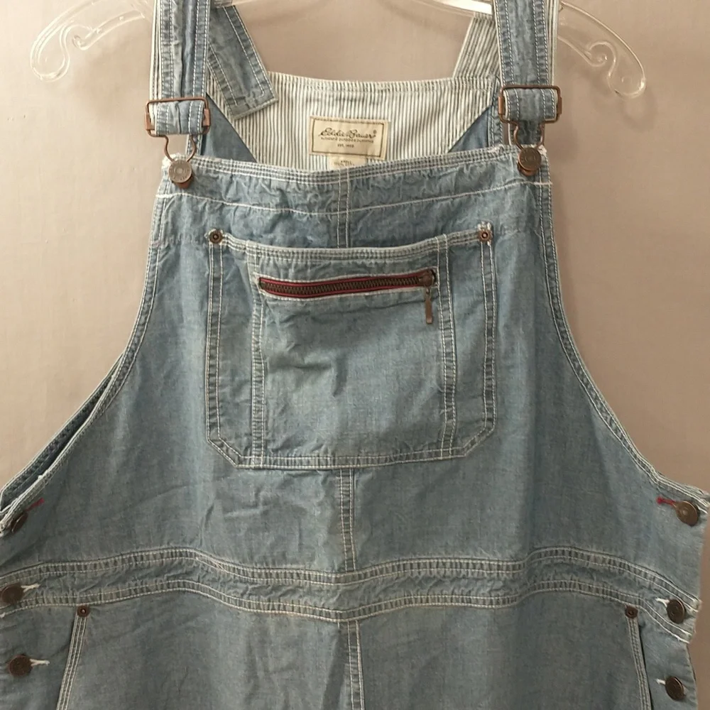 Denim 2x Overall Dress Jumper Eddie Bauer Looks Unworn 100% Cotton Great Quality - Picture 3 of 13